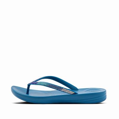 Fitflop Women's IQUSHION Ombre Sparkle Flip Flops - Blue, TR8750312